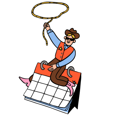 Cowboy riding a calendar while meeting his  deadlines PNG, SVG
